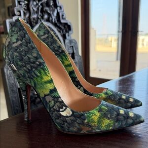 Chic Patterned Green Women's Heels